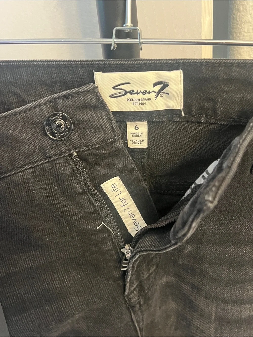Seven7 Black Distressed Denim Shorts with Stud Accents